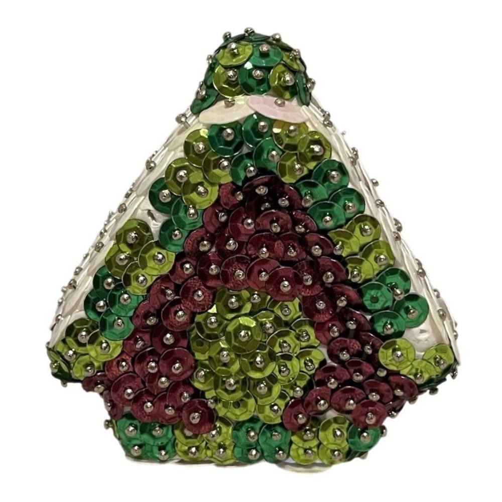 Vintage Gingerbread House Church Sequin Push Pin Christmas Ornament Handmade